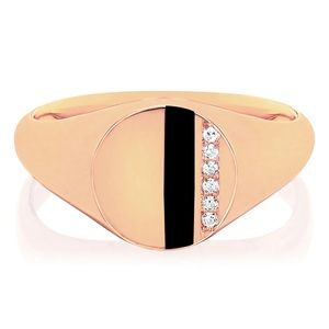 EF COLLECTION NEW 14K Rose Gold Enamel Stripe  Ring -